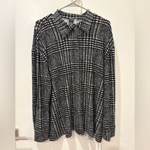 NWOT Norma Kamali Plaid Collared Top